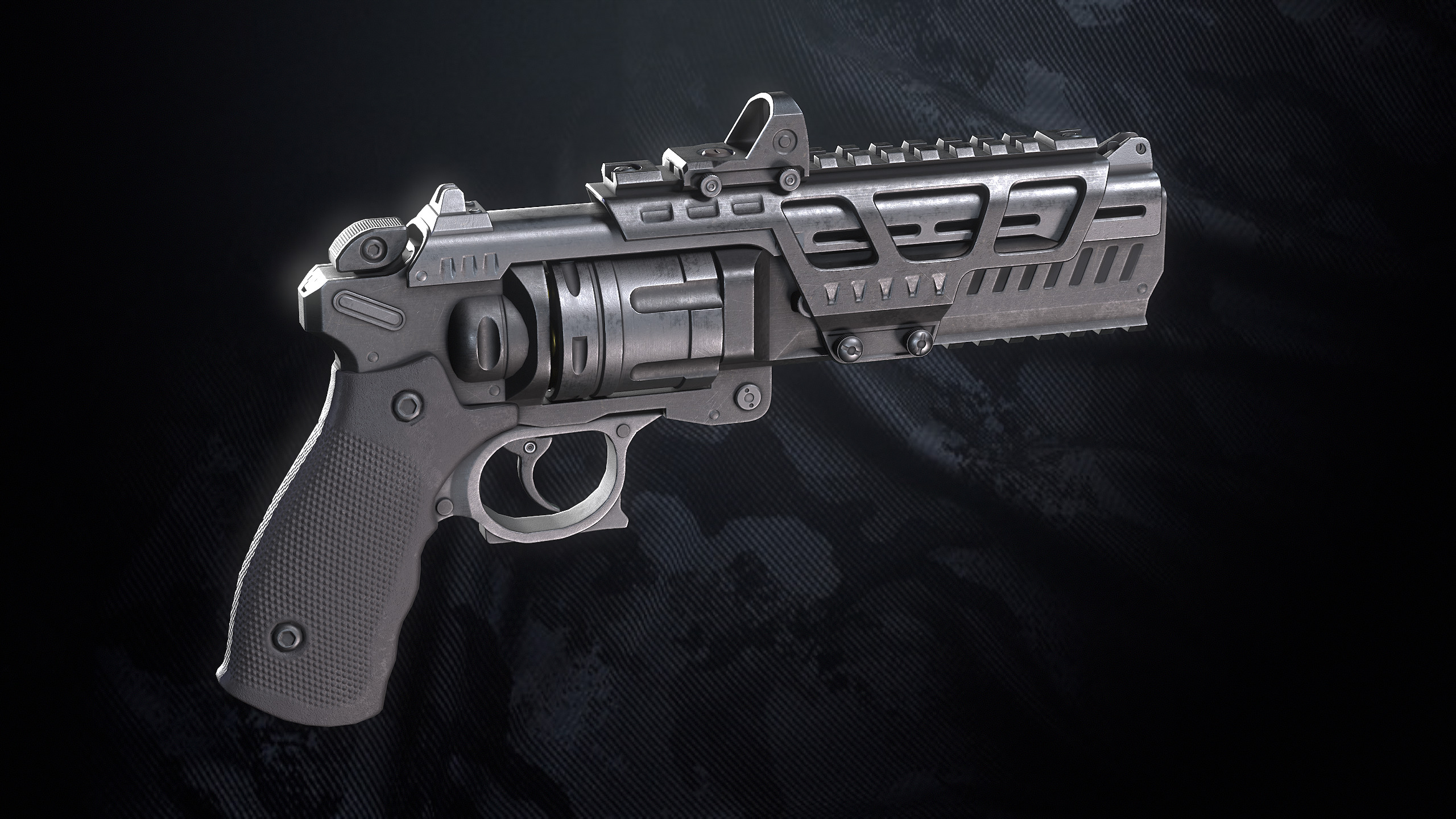 RV-32 Revolver With Hands And Weapon Case Low-poly 3D model_14