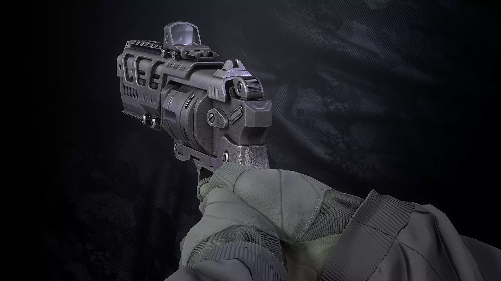 RV-32 Revolver With Hands And Weapon Case Low-poly 3D model_0