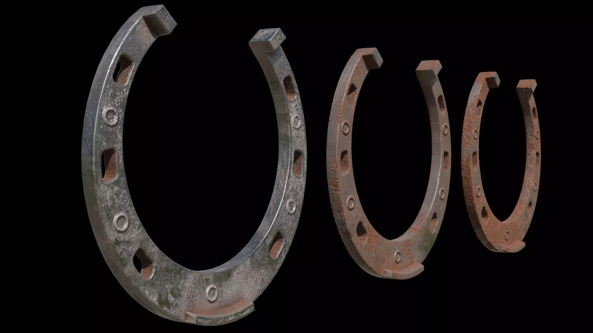 3 color horseshoes Low-poly 3D model_0