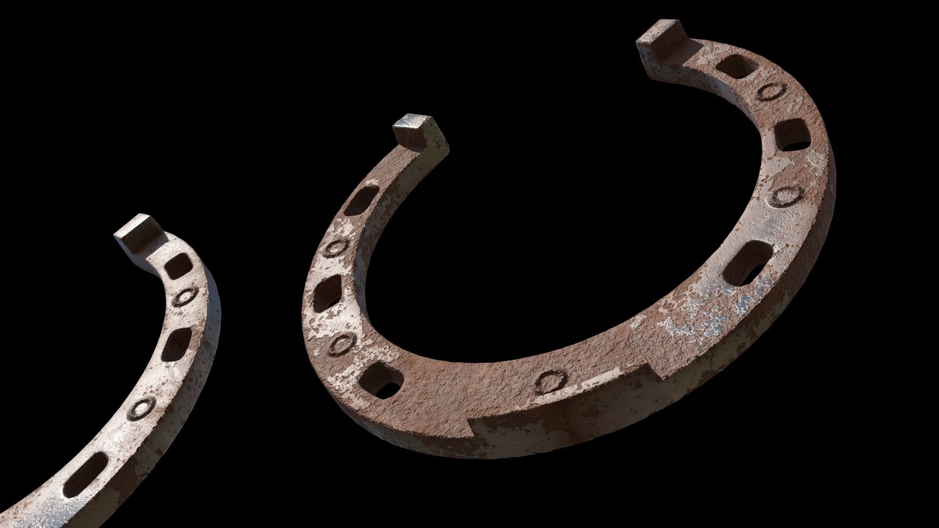 3 color horseshoes Low-poly 3D model_6