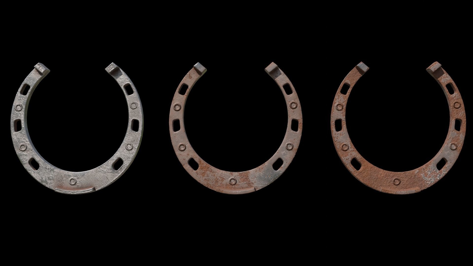 3 color horseshoes Low-poly 3D model_4