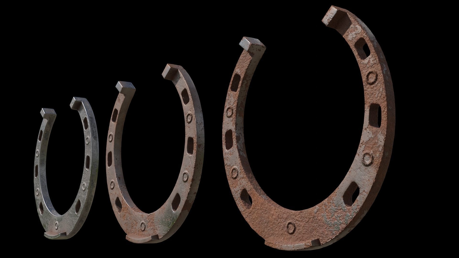 3 color horseshoes Low-poly 3D model_5
