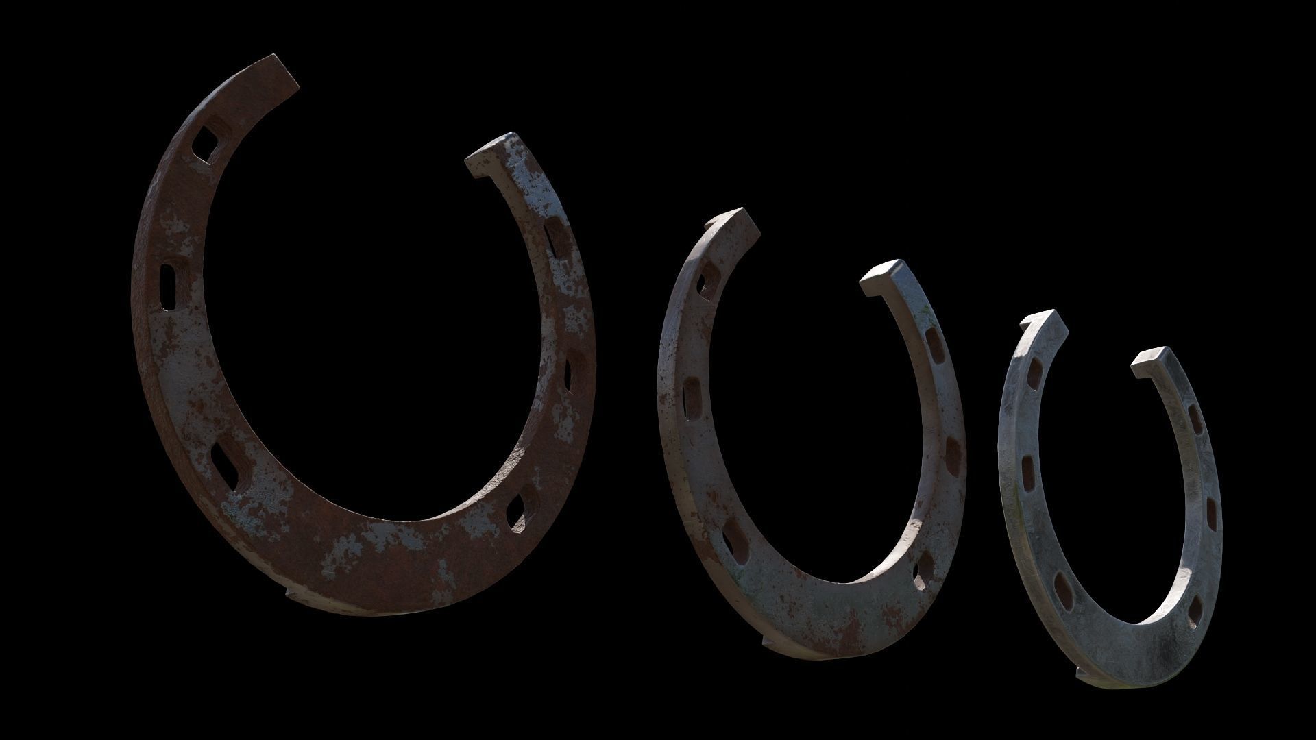 3 color horseshoes Low-poly 3D model_12