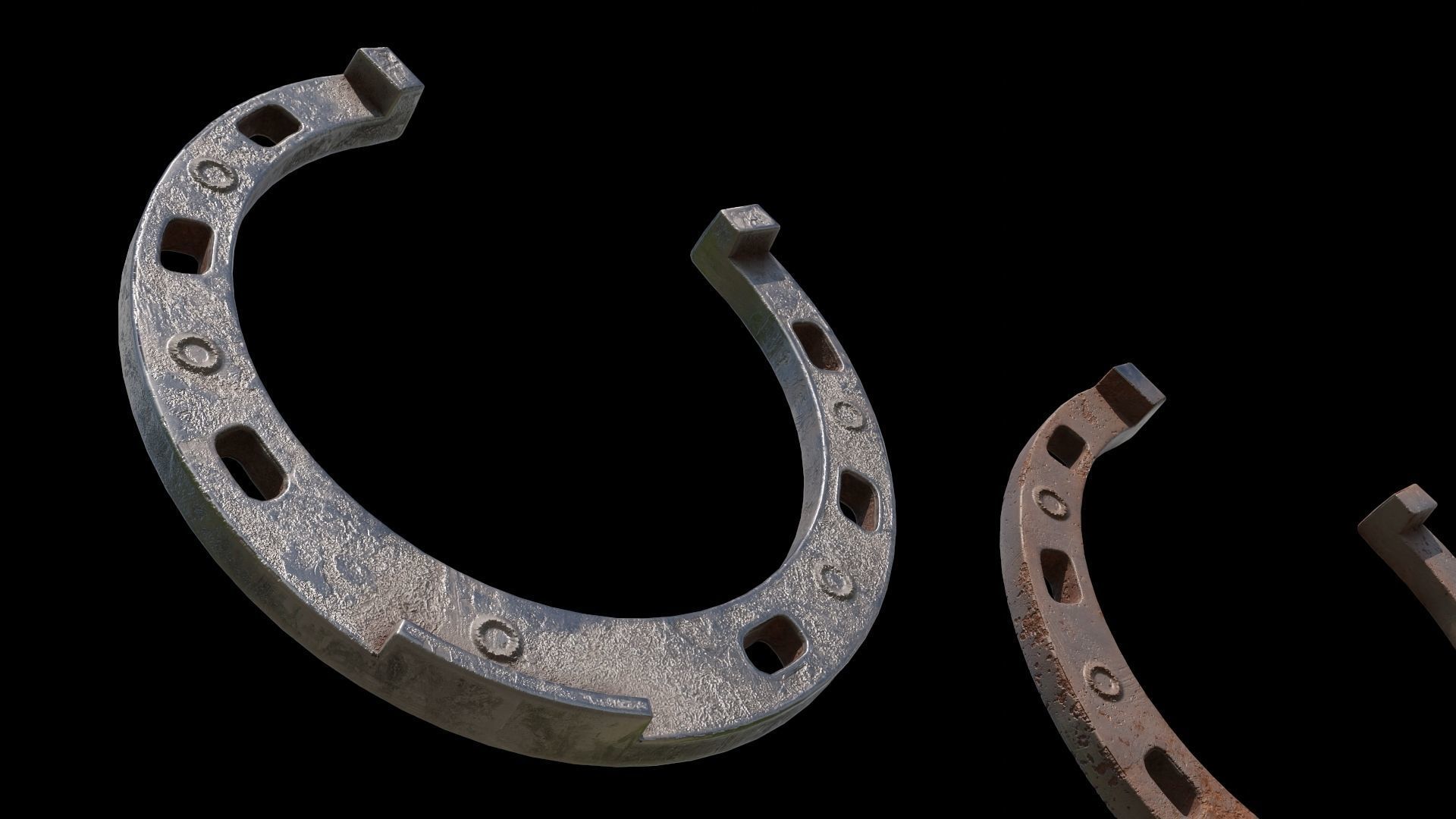 3 color horseshoes Low-poly 3D model_8