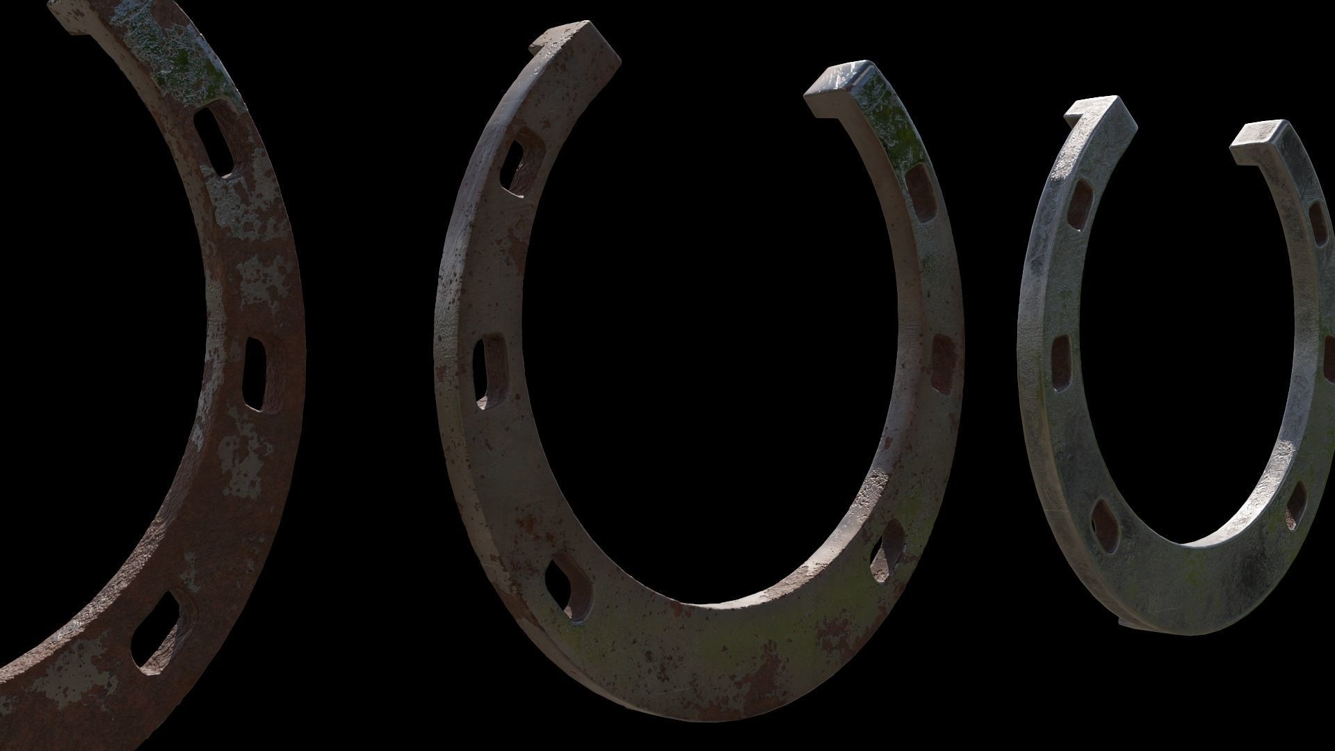 3 color horseshoes Low-poly 3D model_11