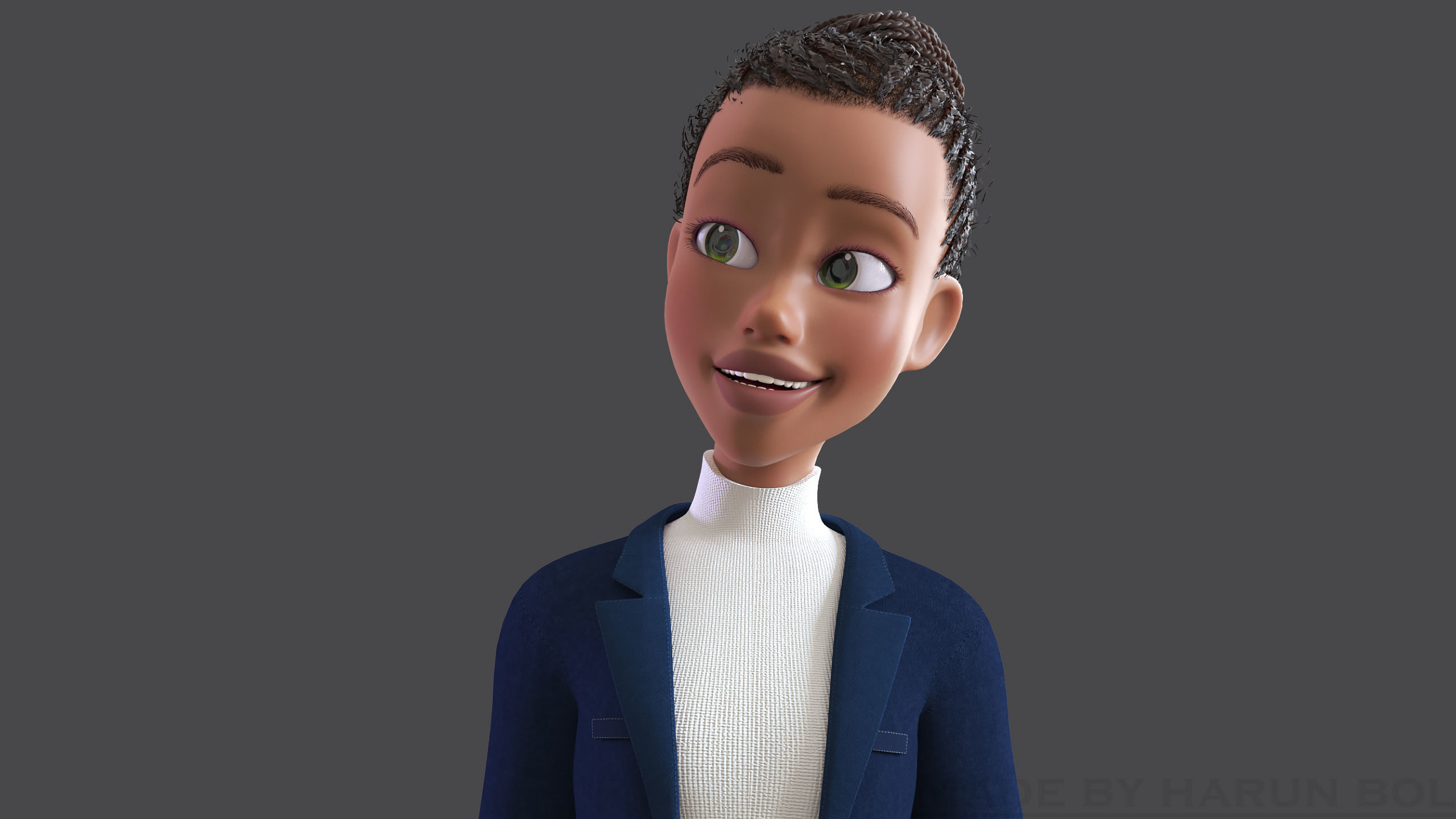 Cartoon Afro Mother - Toon Rigged Woman - Maya Version Low-poly 3D model_22
