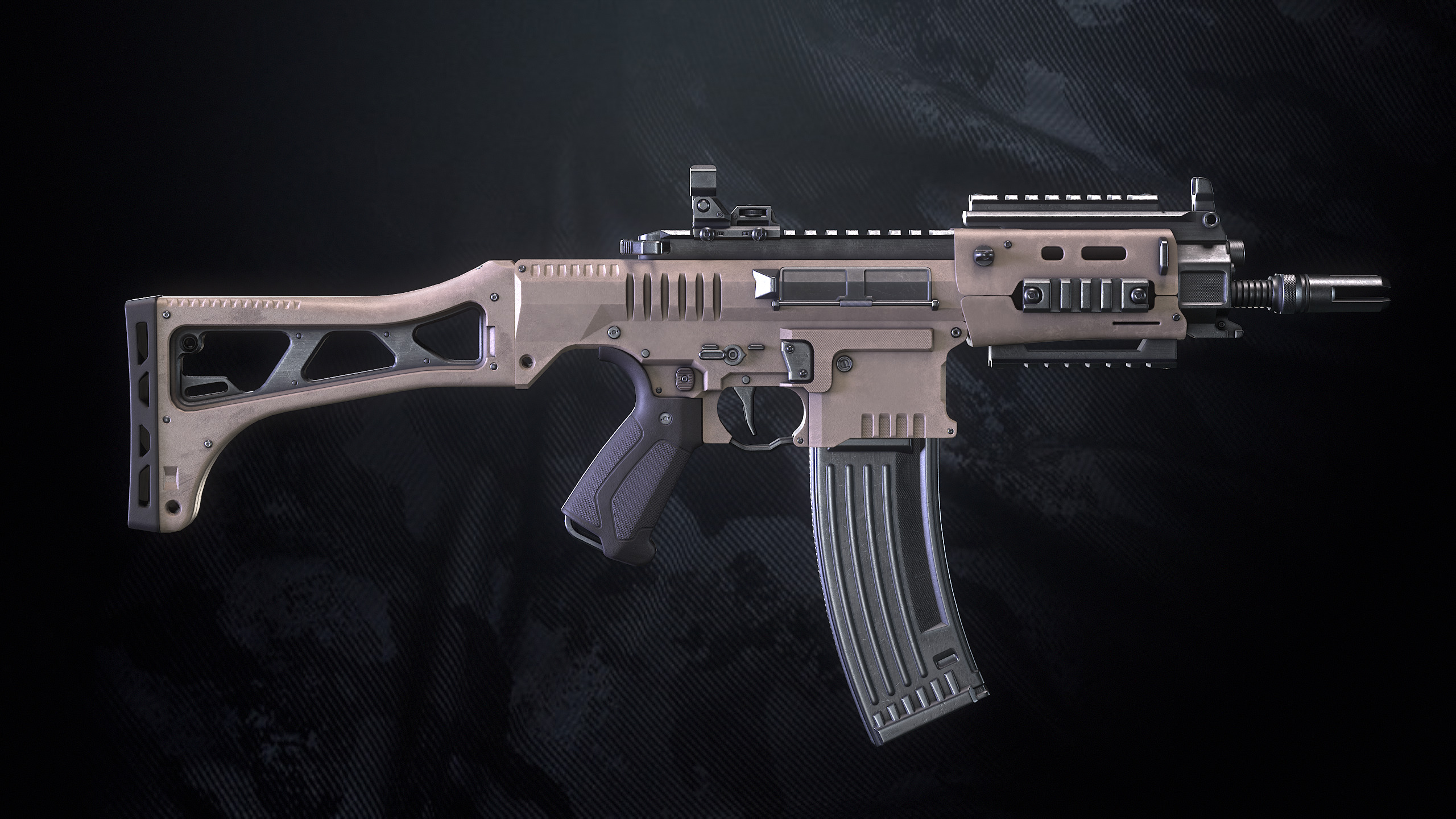 SM-K Assault Rifle With Hands And Weapon Case Low-poly 3D model_9