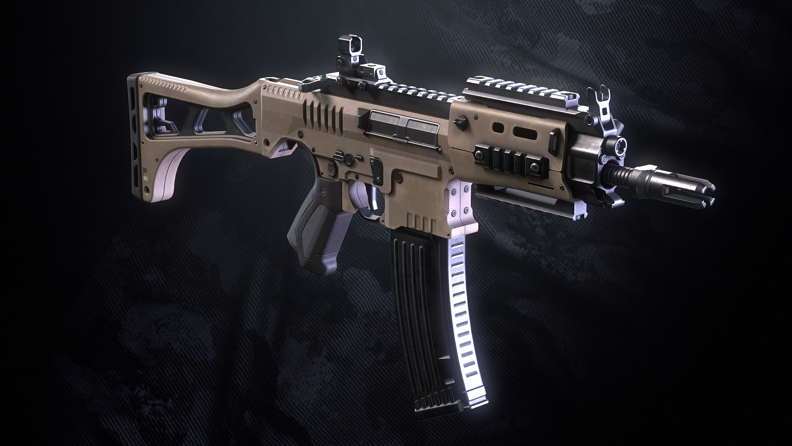 SM-K Assault Rifle With Hands And Weapon Case Low-poly 3D model_11