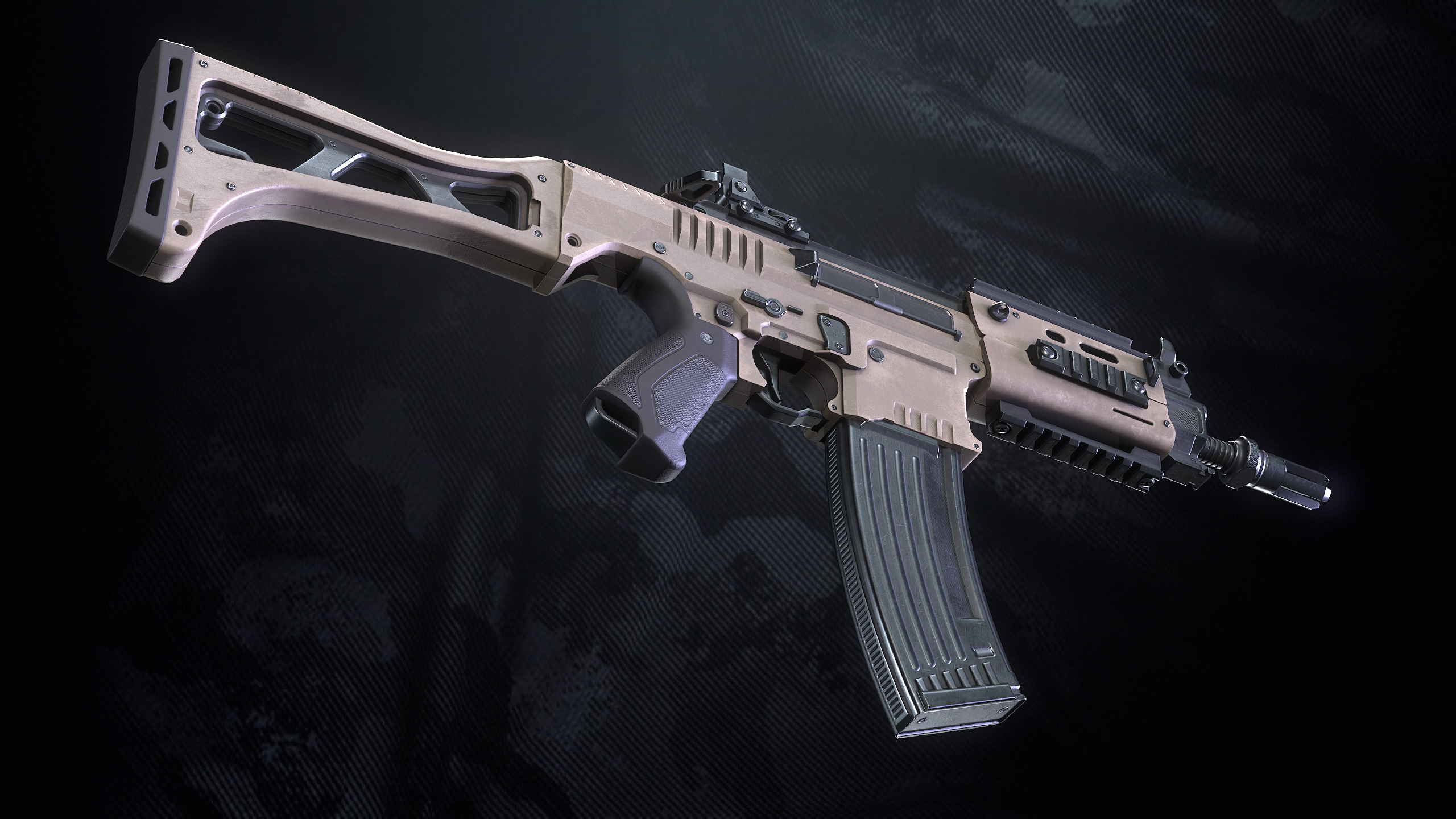 SM-K Assault Rifle With Hands And Weapon Case Low-poly 3D model_10