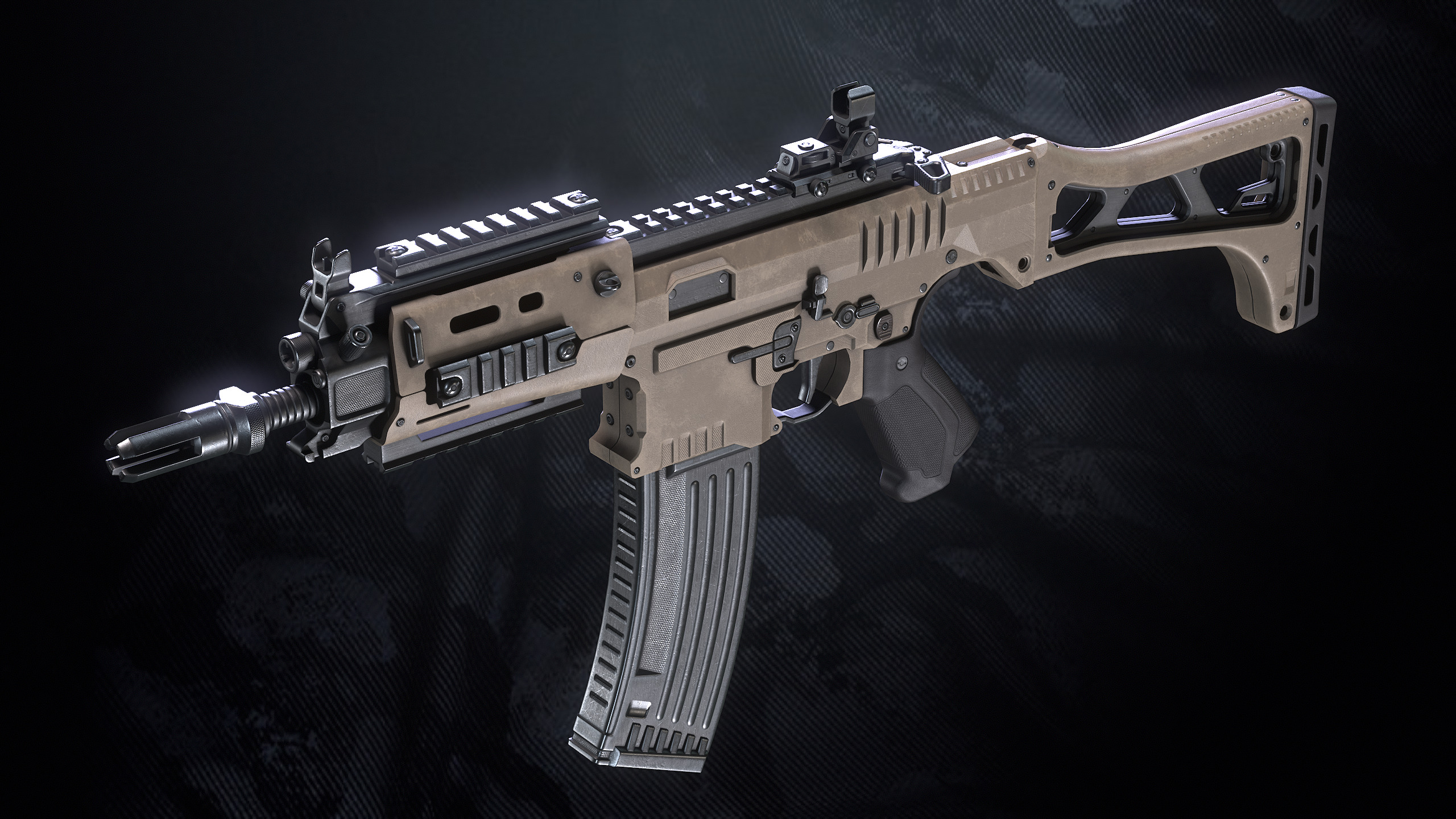 SM-K Assault Rifle With Hands And Weapon Case Low-poly 3D model_12