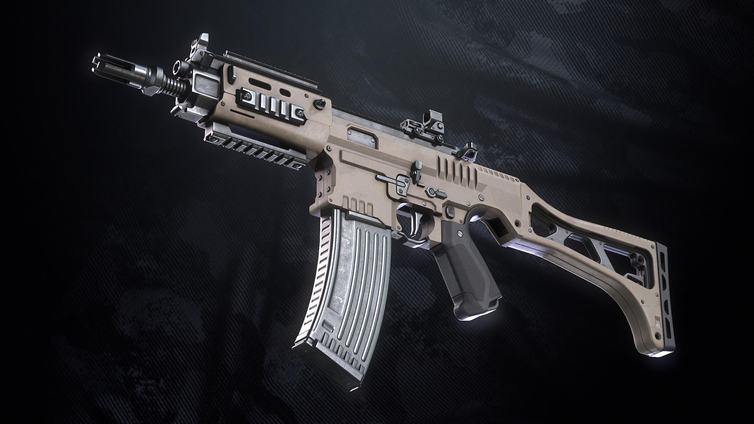 SM-K Assault Rifle With Hands And Weapon Case Low-poly 3D model_3