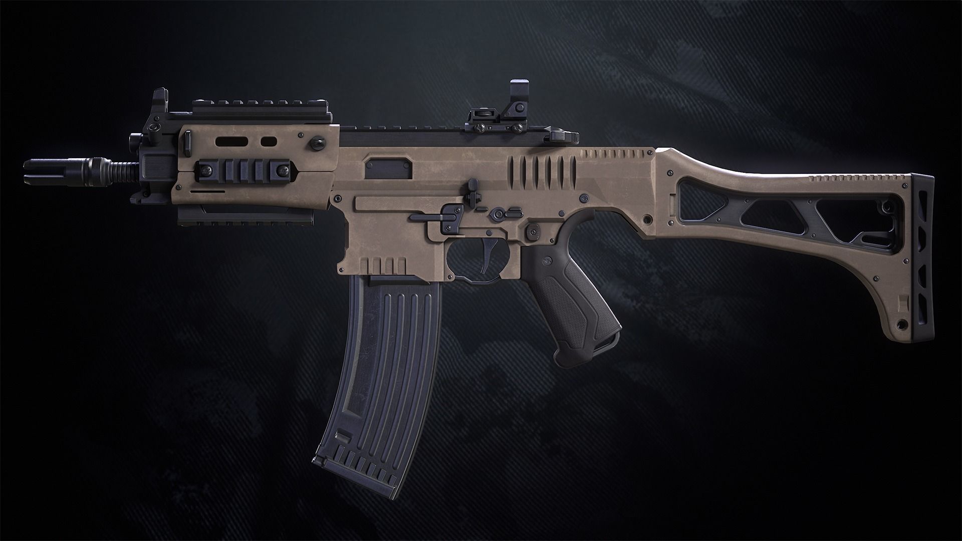 SM-K Assault Rifle With Hands And Weapon Case Low-poly 3D model_6