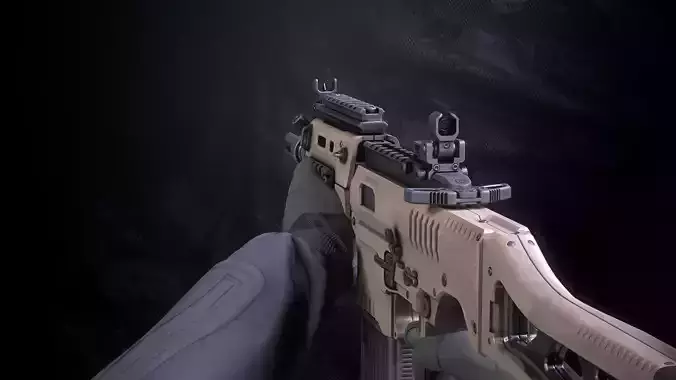 SM-K Assault Rifle With Hands And Weapon Case Low-poly 3D model