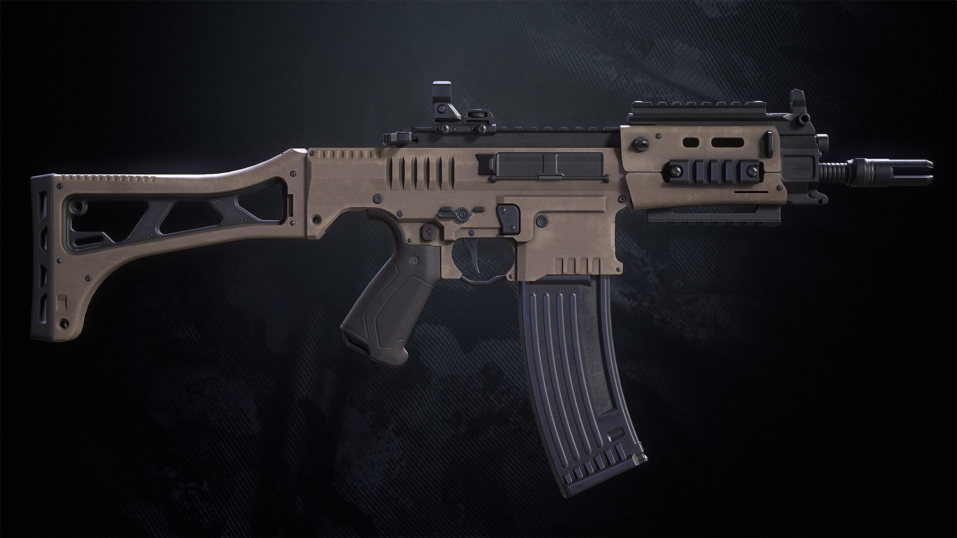 SM-K Assault Rifle With Hands And Weapon Case Low-poly 3D model_5