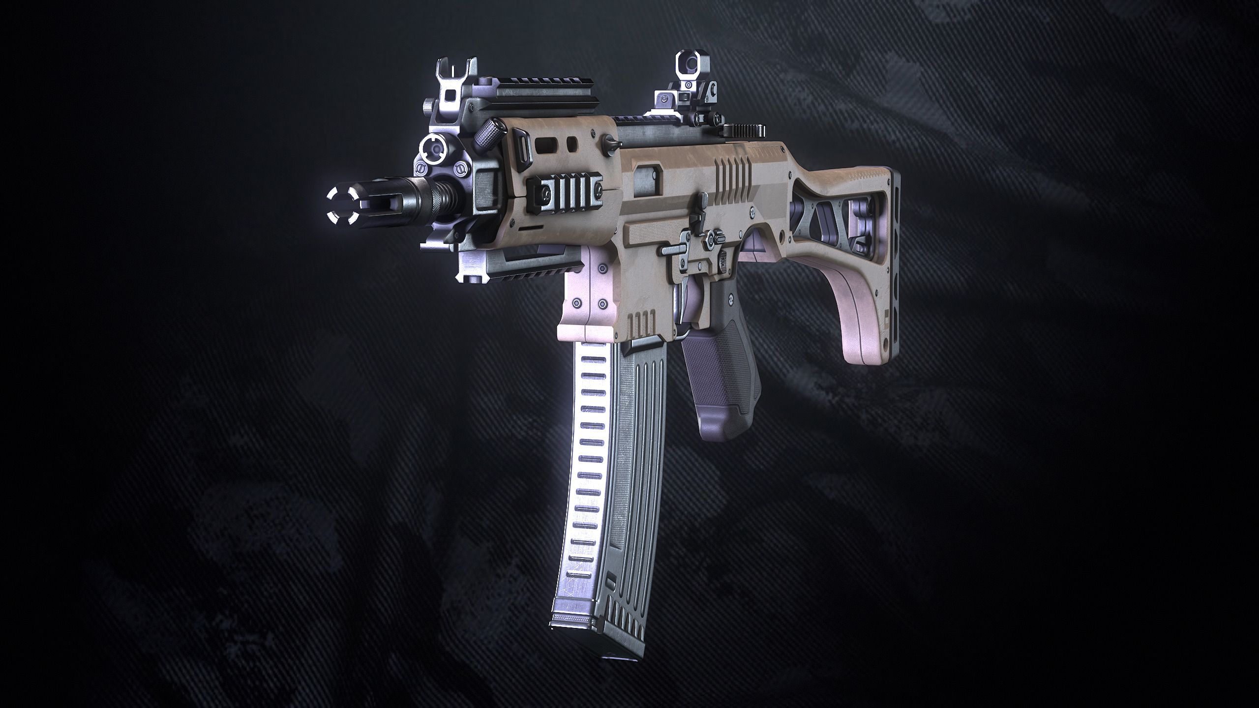 SM-K Assault Rifle With Hands And Weapon Case Low-poly 3D model_13