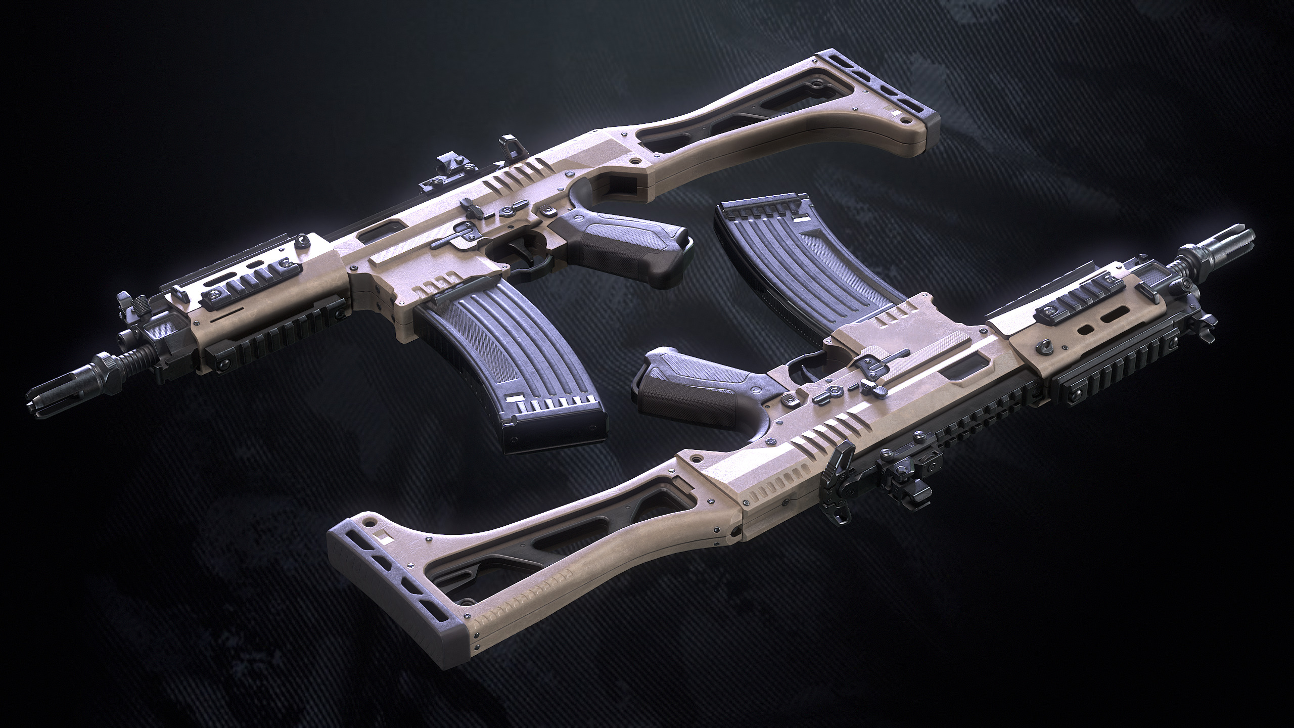SM-K Assault Rifle With Hands And Weapon Case Low-poly 3D model_17