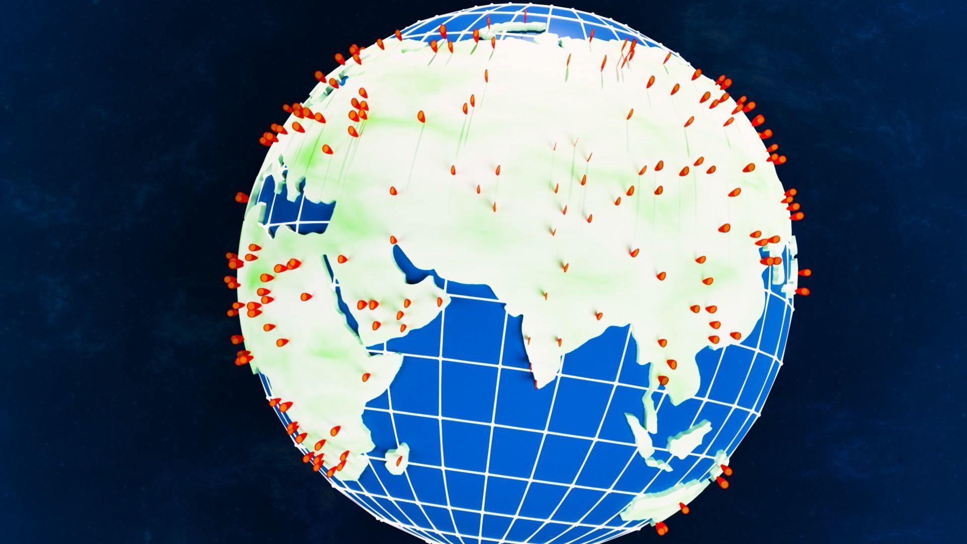 Earth Globe and Animated with Locations bars Low-poly 3D model_4