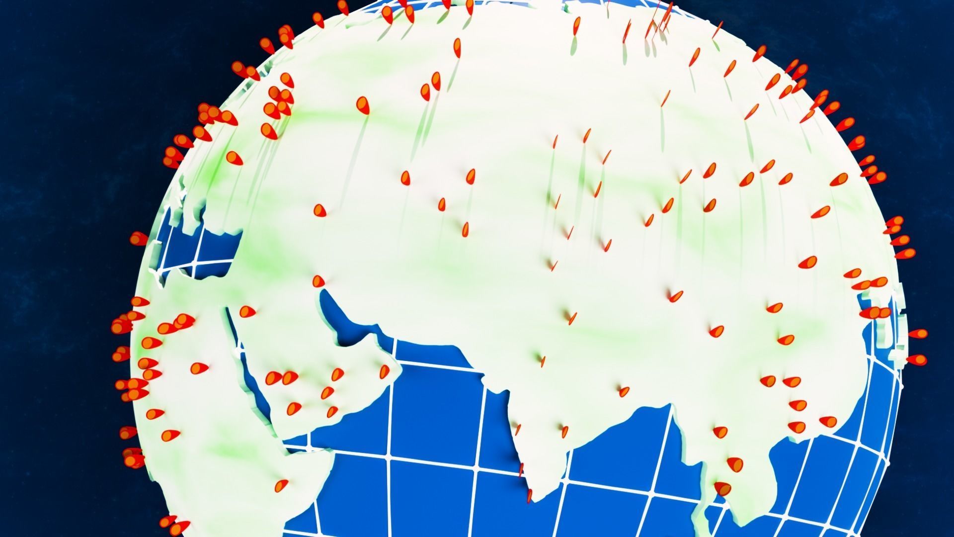Earth Globe and Animated with Locations bars Low-poly 3D model_1
