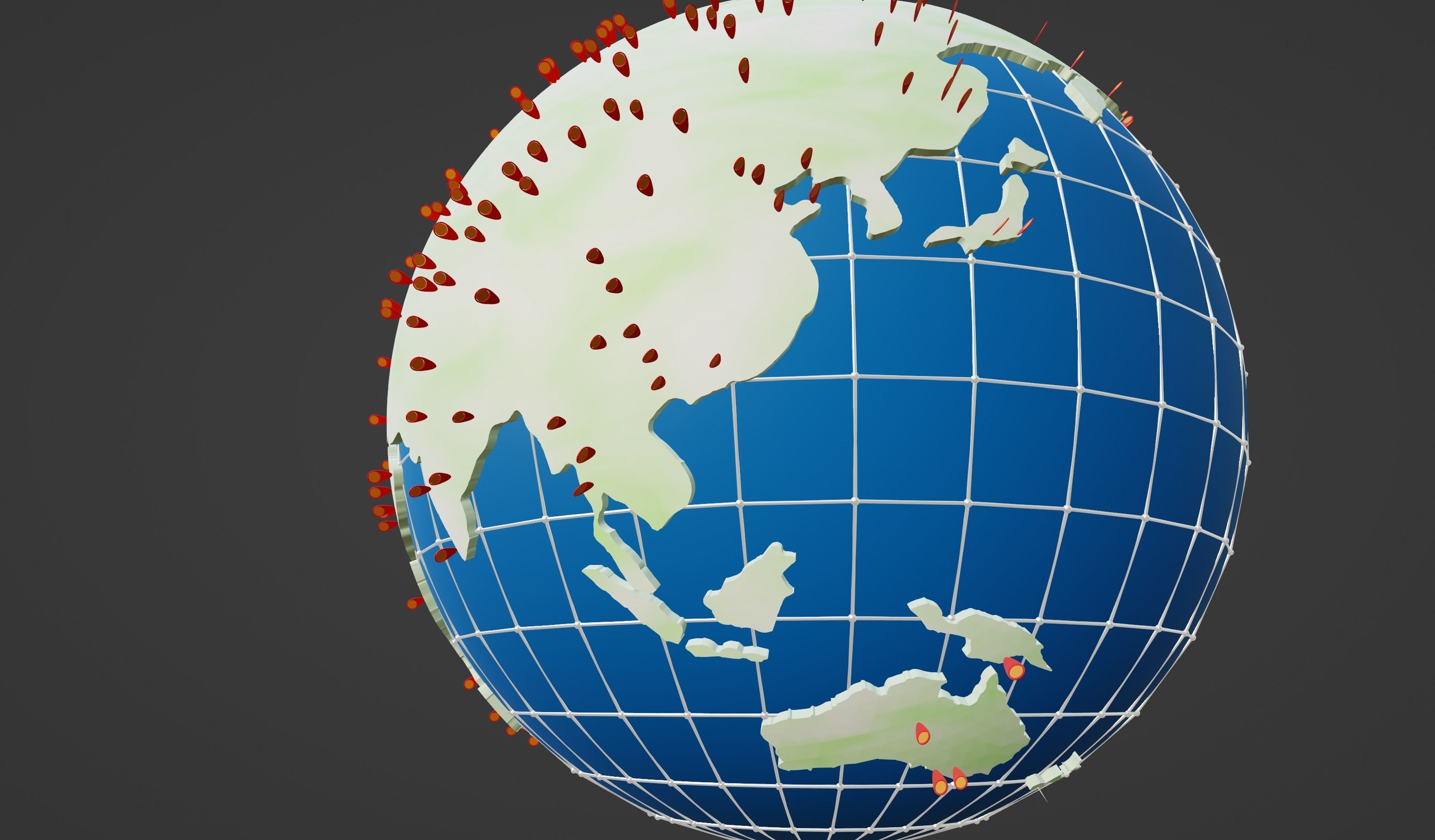 Earth Globe and Animated with Locations bars Low-poly 3D model_6