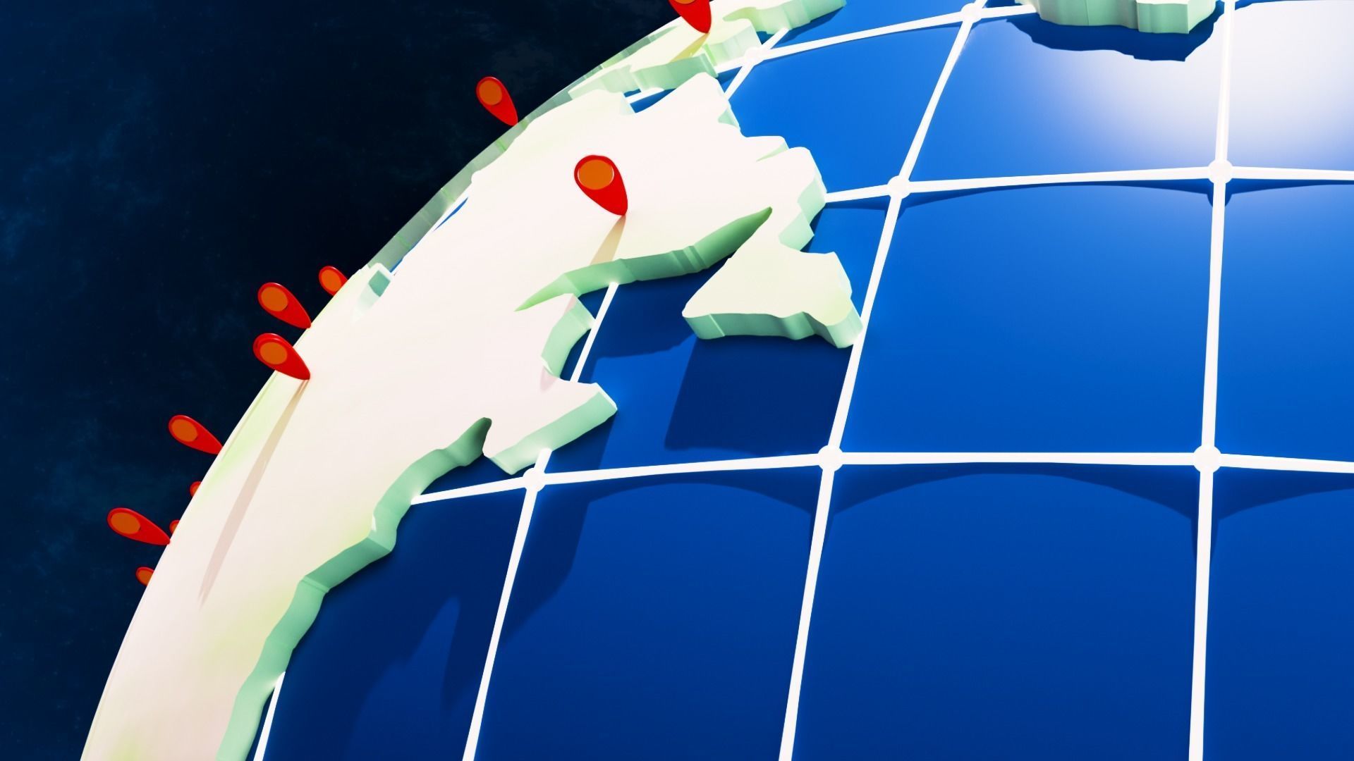 Earth Globe and Animated with Locations bars Low-poly 3D model_3