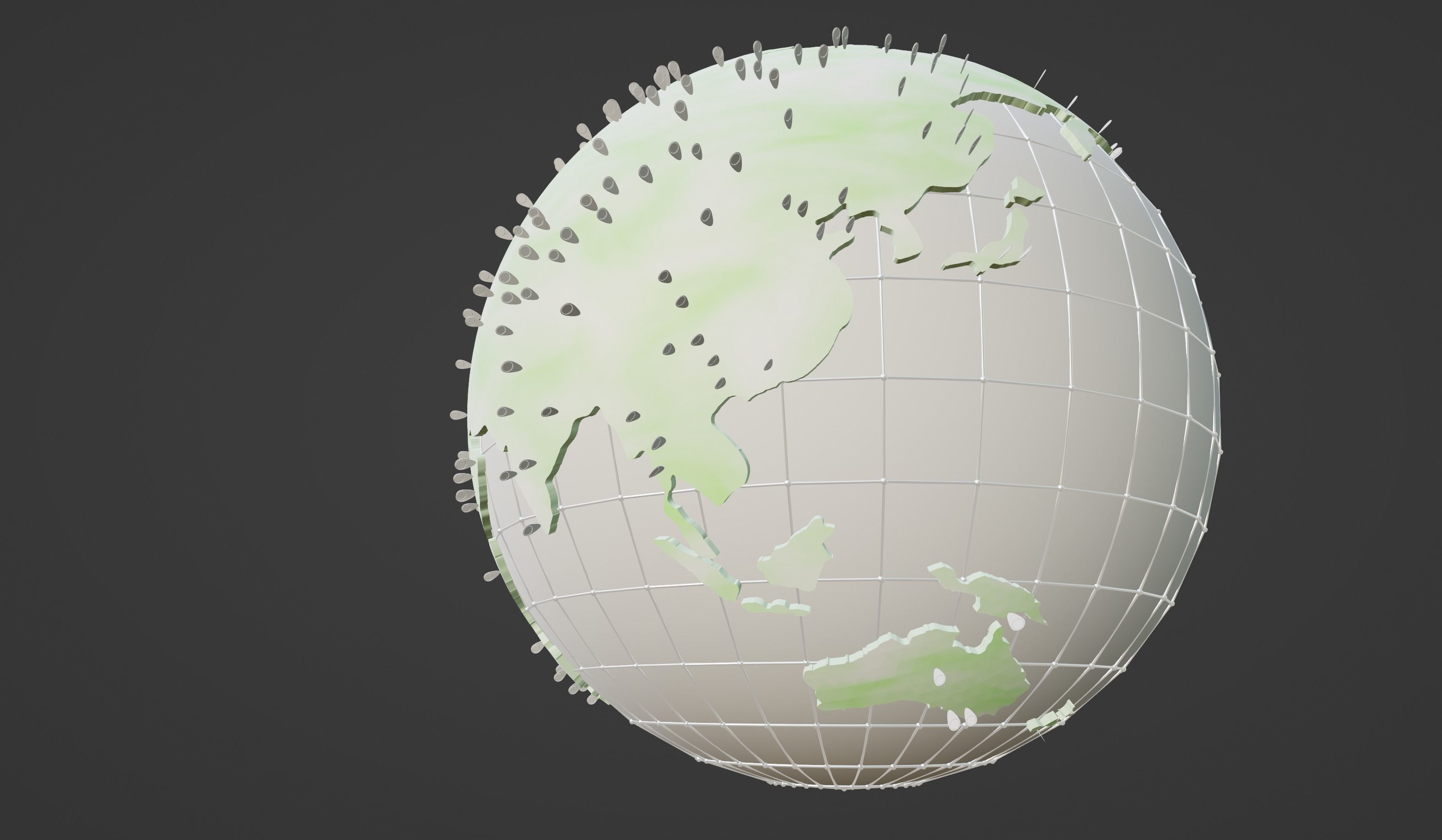 Earth Globe and Animated with Locations bars Low-poly 3D model_7