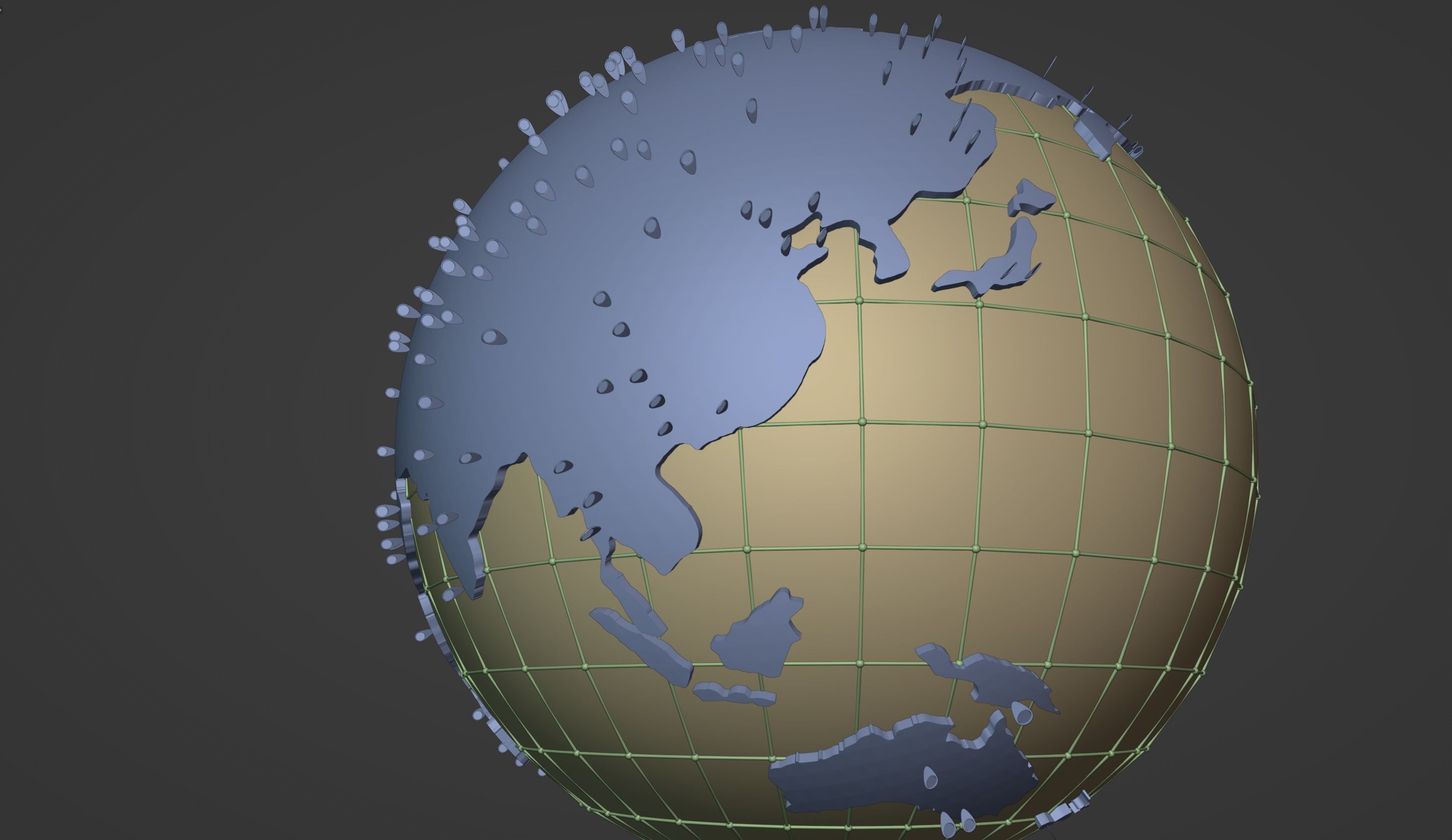 Earth Globe and Animated with Locations bars Low-poly 3D model_5
