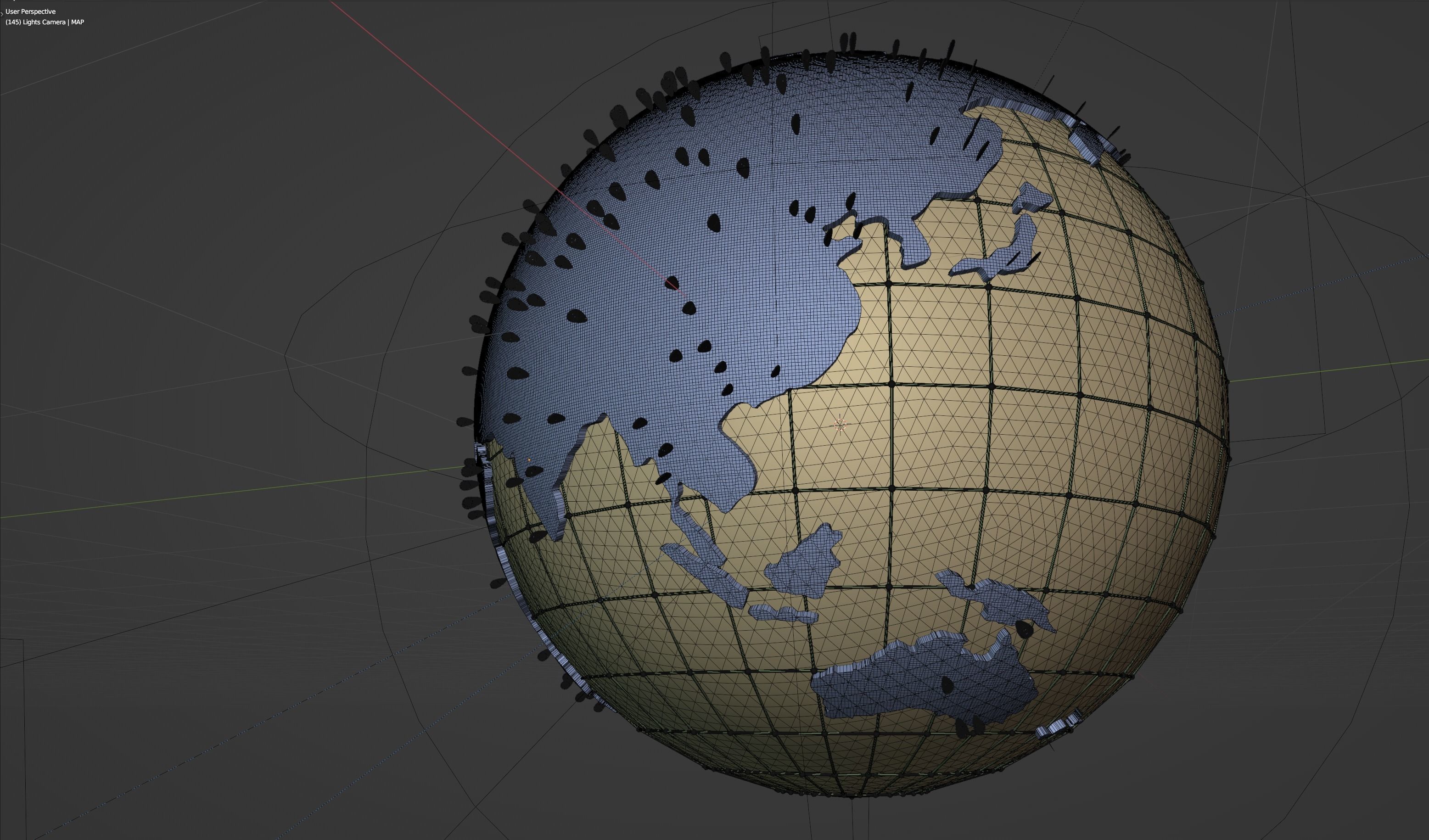 Earth Globe and Animated with Locations bars Low-poly 3D model_9