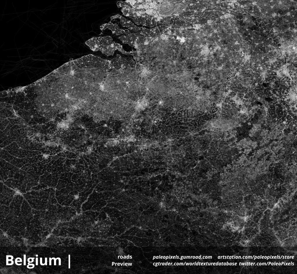 Belgium Roads and Buildings High resolution Maps and masks Texture