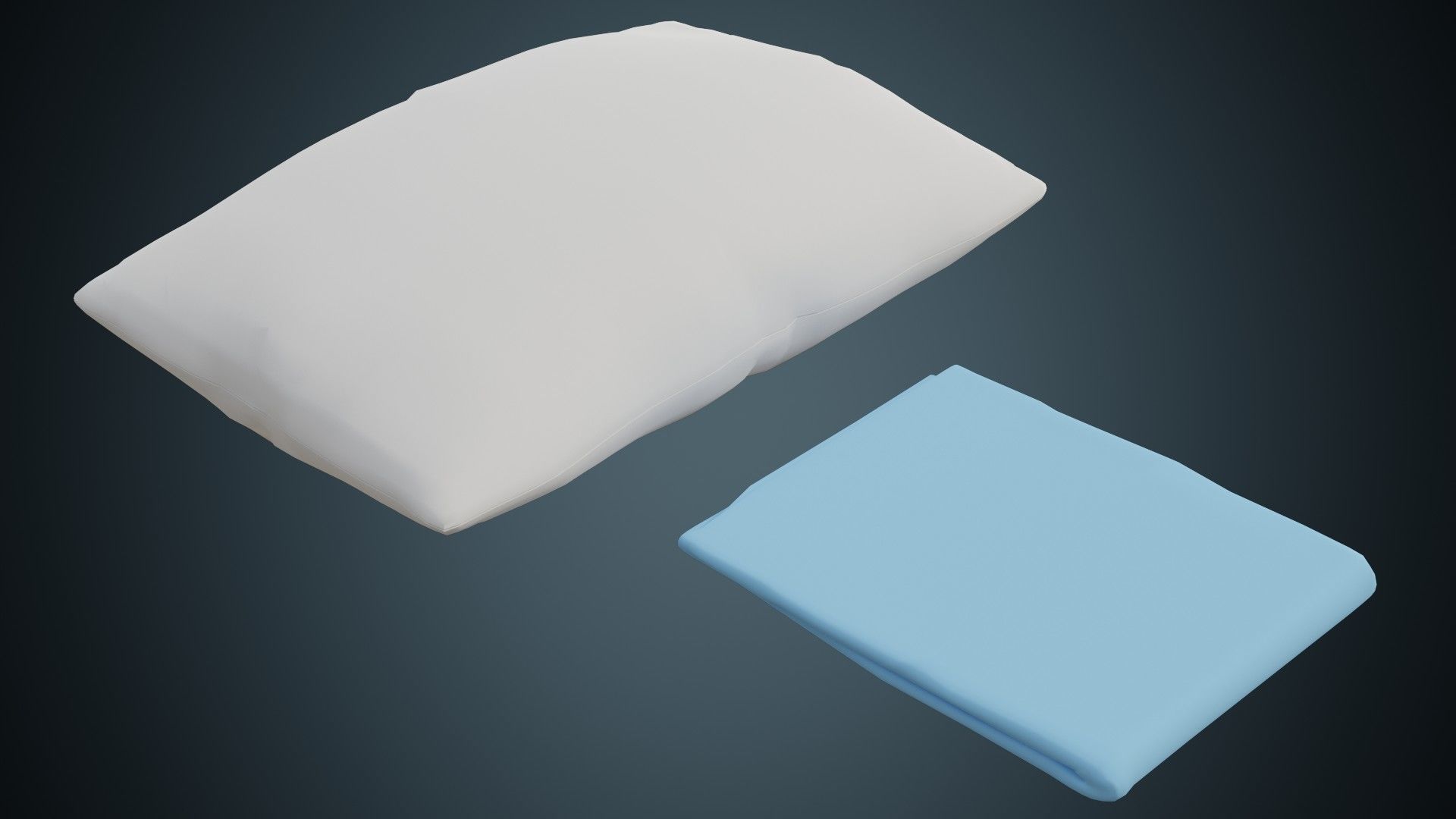 Pillow And Bed Sheet 1 Basic Low-poly 3D model_1