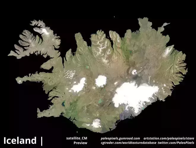Iceland  Satellite  High resolution Maps and masks Texture