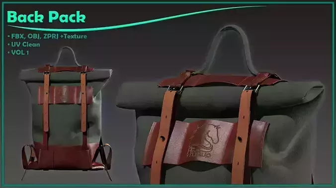 backpack with texture 3D model