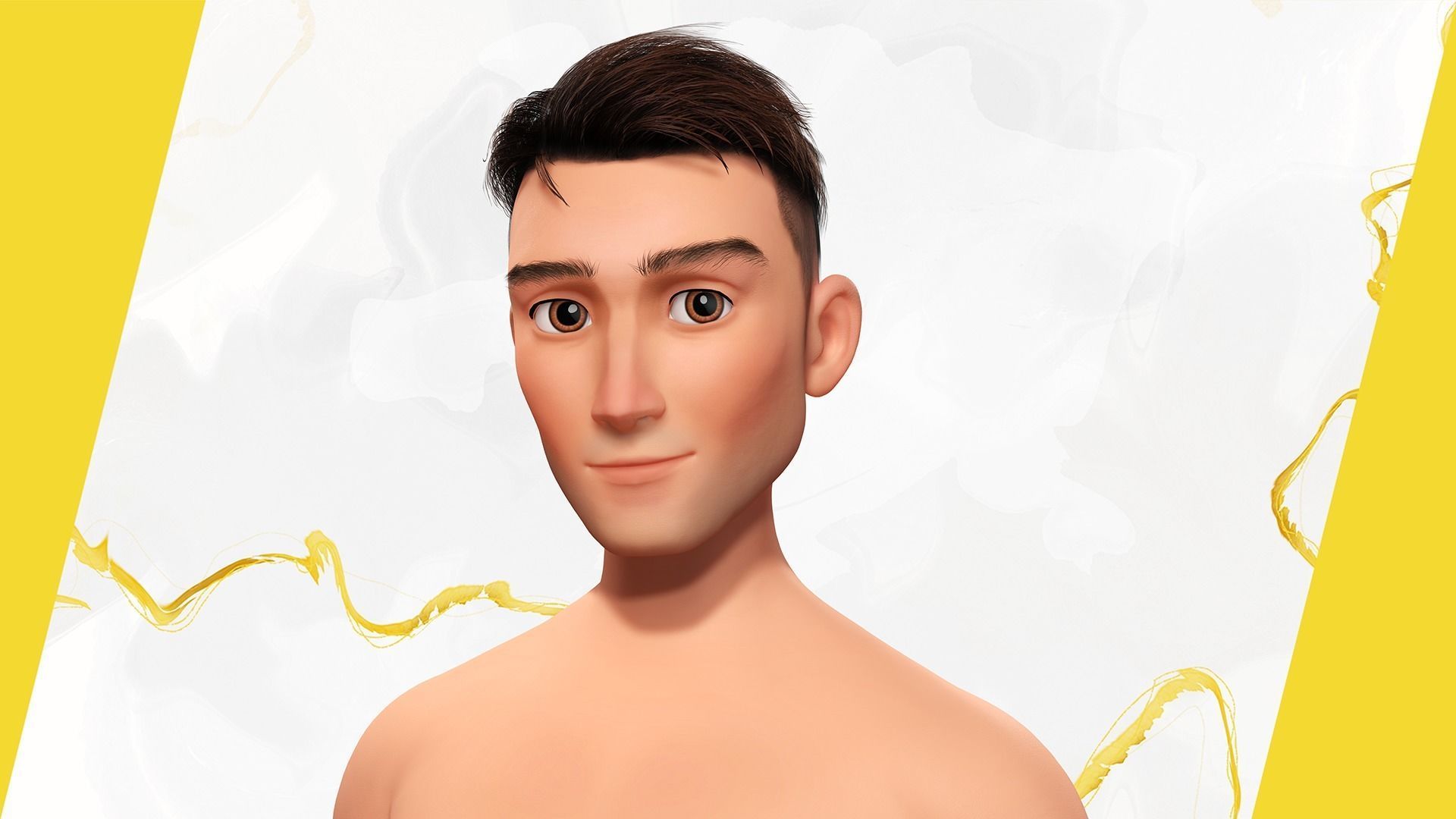 Base mesh body character of man Low-poly 3D model_7