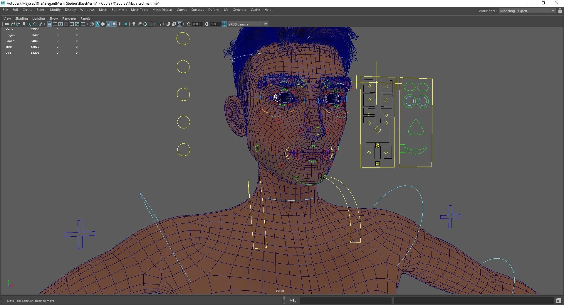 Base mesh body character of man Low-poly 3D model_29