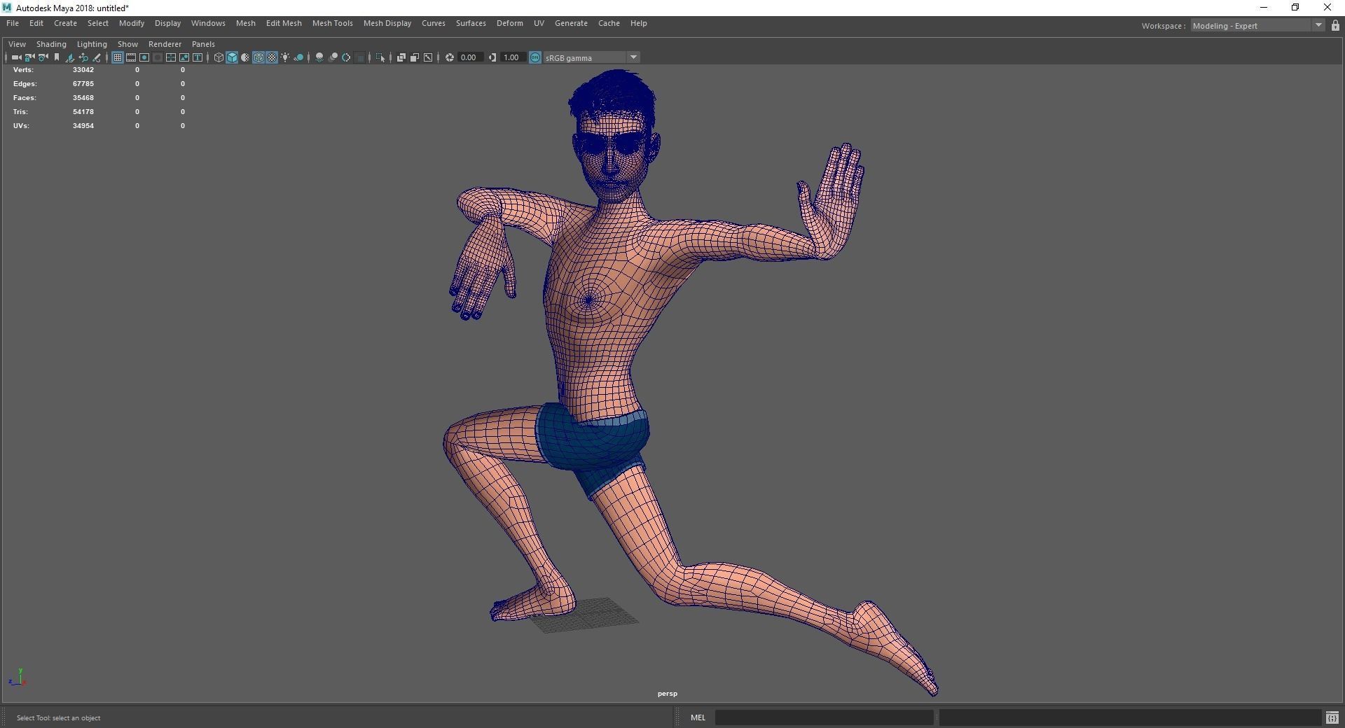 Base mesh body character of man Low-poly 3D model_28