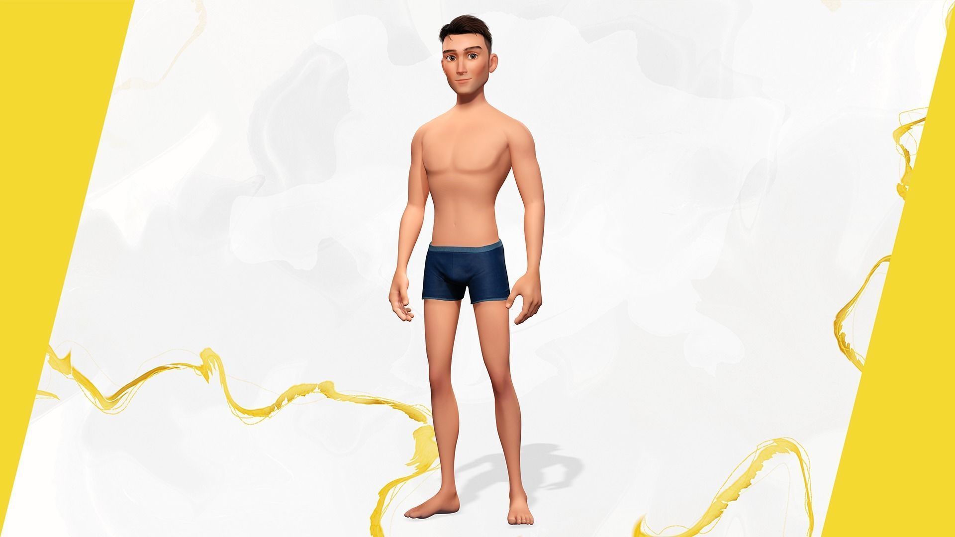 Base mesh body character of man Low-poly 3D model_9