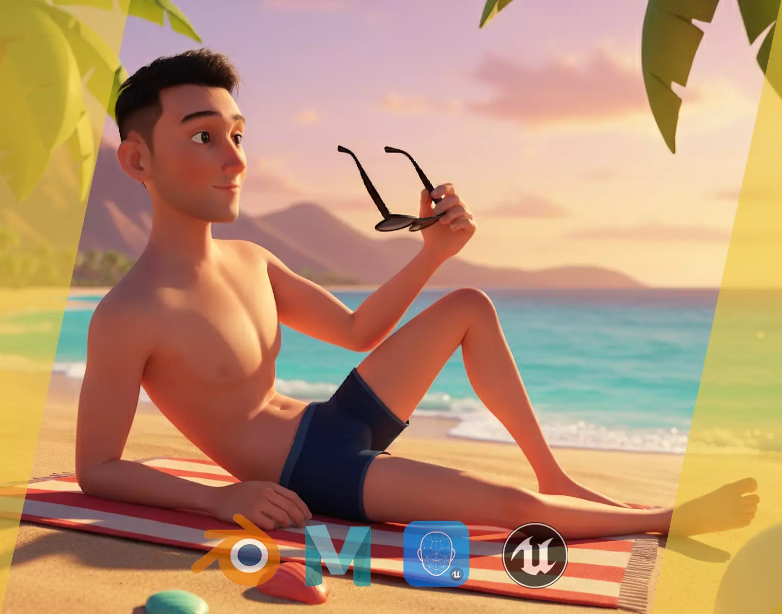 Base mesh body character of man Low-poly 3D model_43