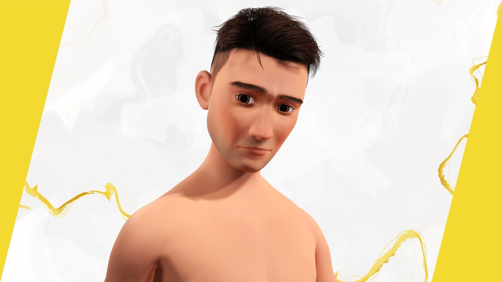 Base mesh body character of man Low-poly 3D model_15