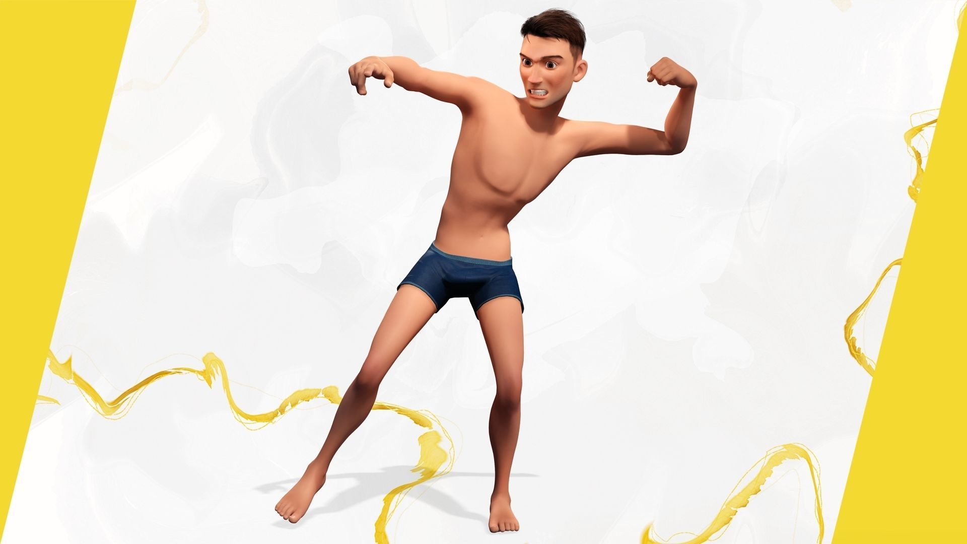 Base mesh body character of man Low-poly 3D model_8