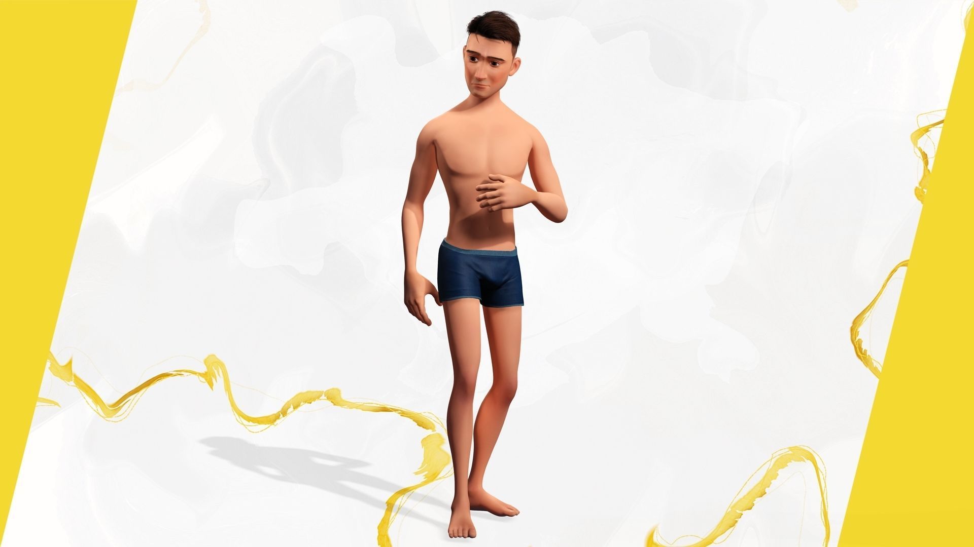 Base mesh body character of man Low-poly 3D model_12