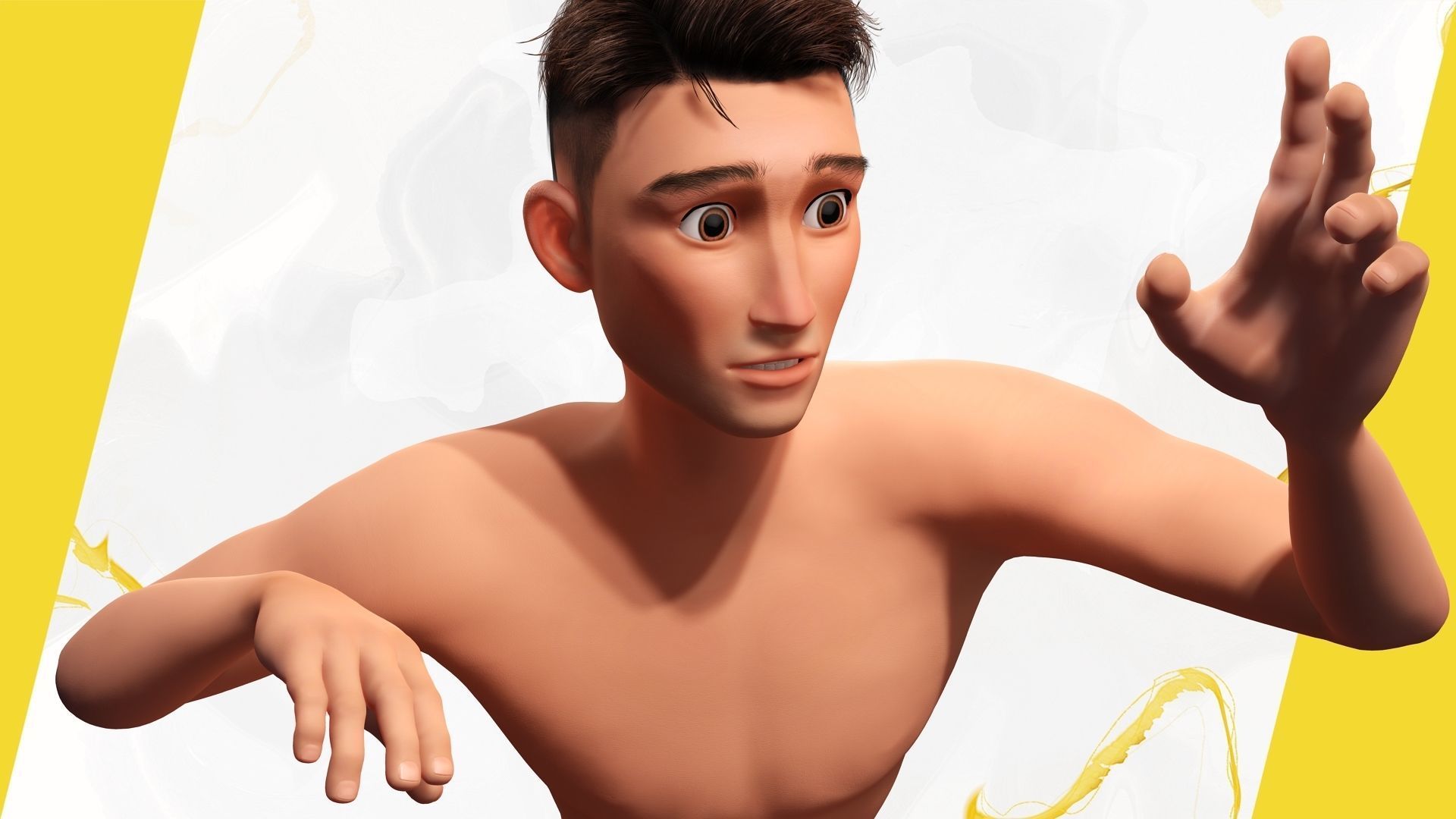 Base mesh body character of man Low-poly 3D model_16