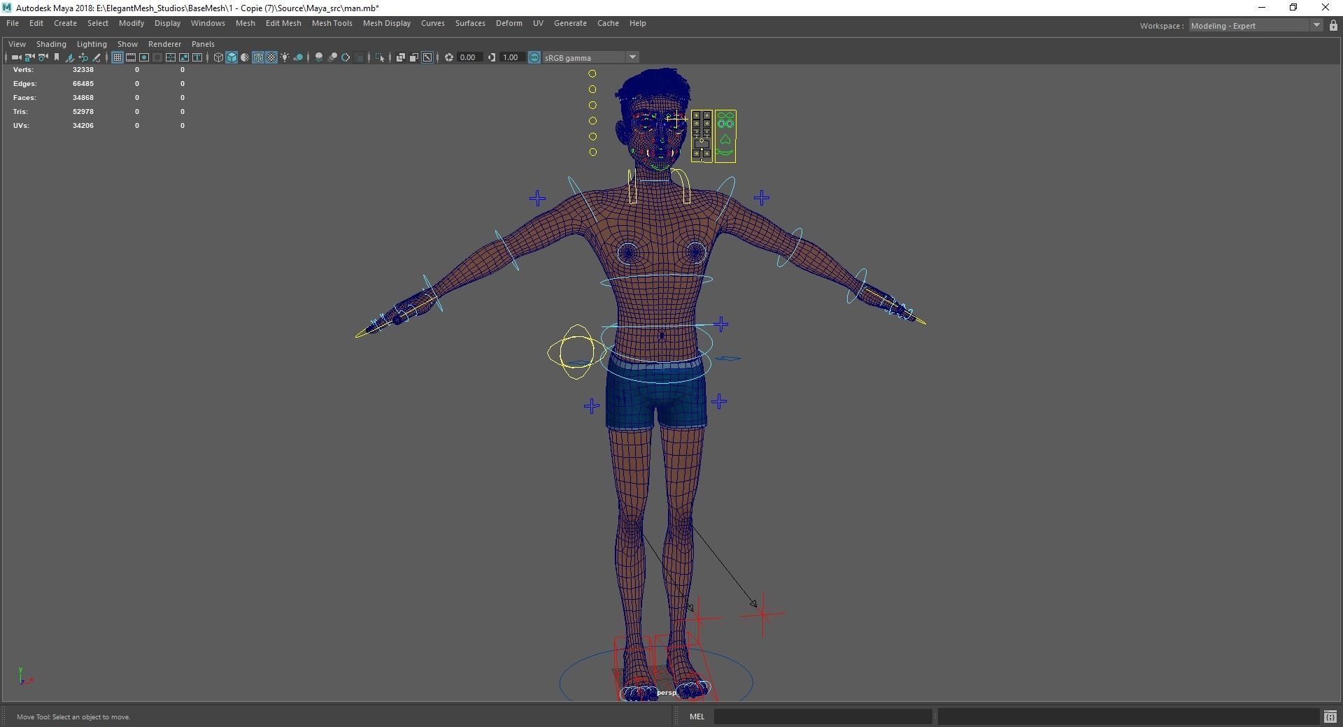 Base mesh body character of man Low-poly 3D model_27
