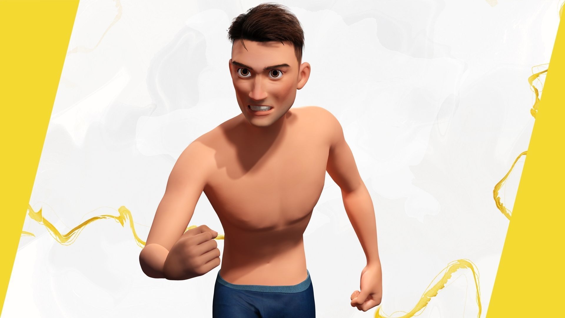 Base mesh body character of man Low-poly 3D model_17