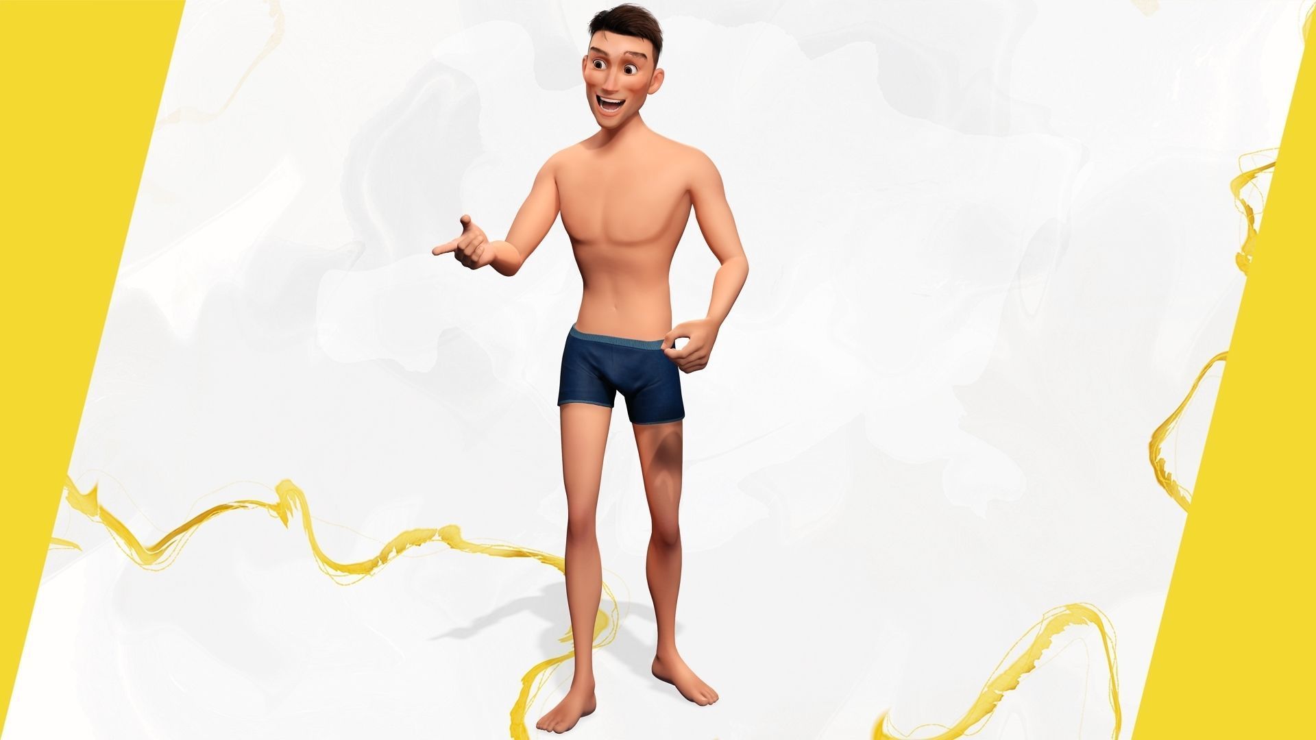 Base mesh body character of man Low-poly 3D model_18