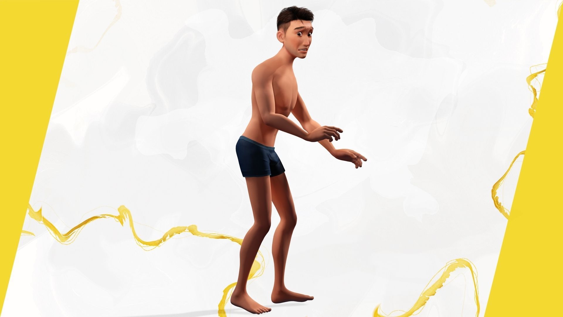 Base mesh body character of man Low-poly 3D model_2