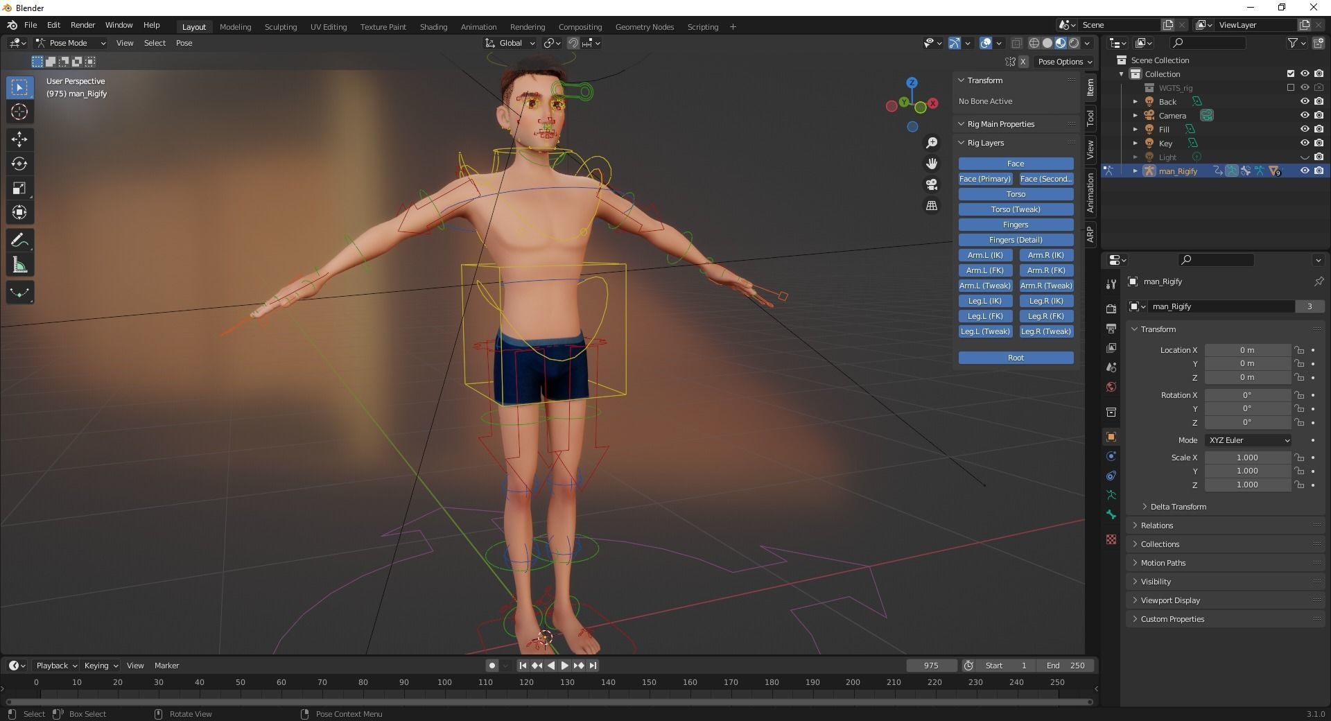 Base mesh body character of man Low-poly 3D model_23