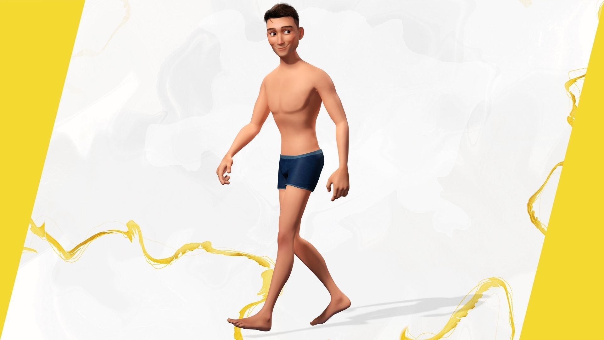 Base mesh body character of man Low-poly 3D model_20