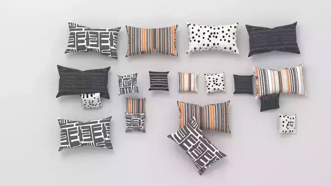 Set of 3D Model Pillow Free 