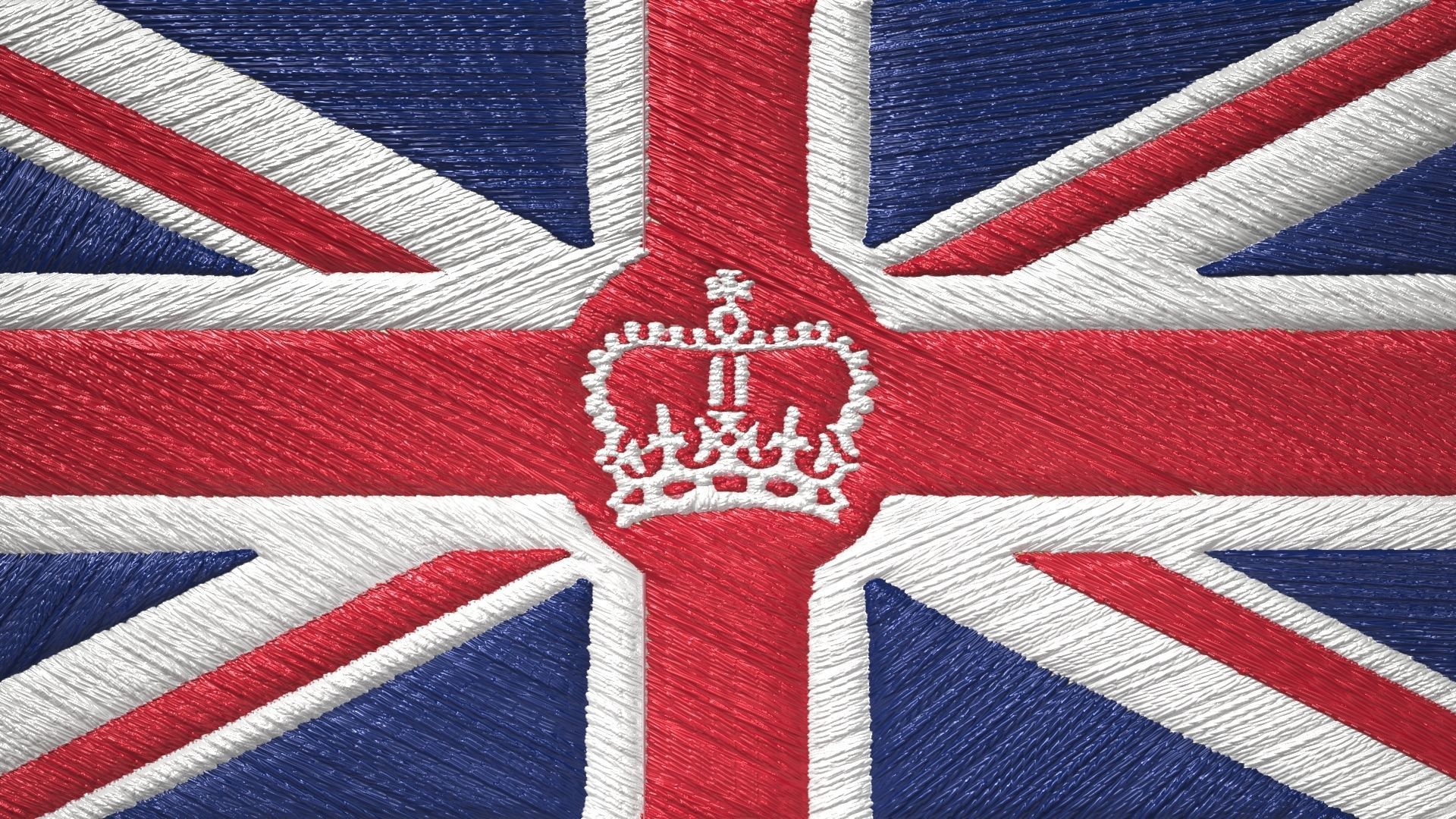 Union Jack Embroidered Flag 6 different versions Low-poly 3D model_2