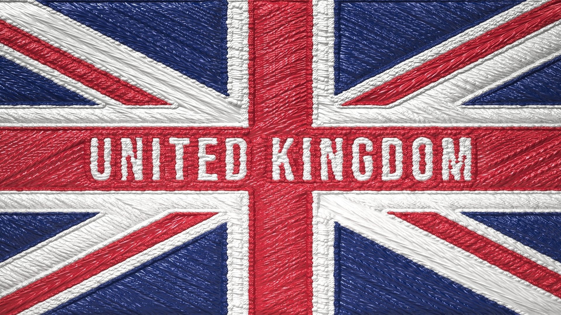 Union Jack Embroidered Flag 6 different versions Low-poly 3D model_5