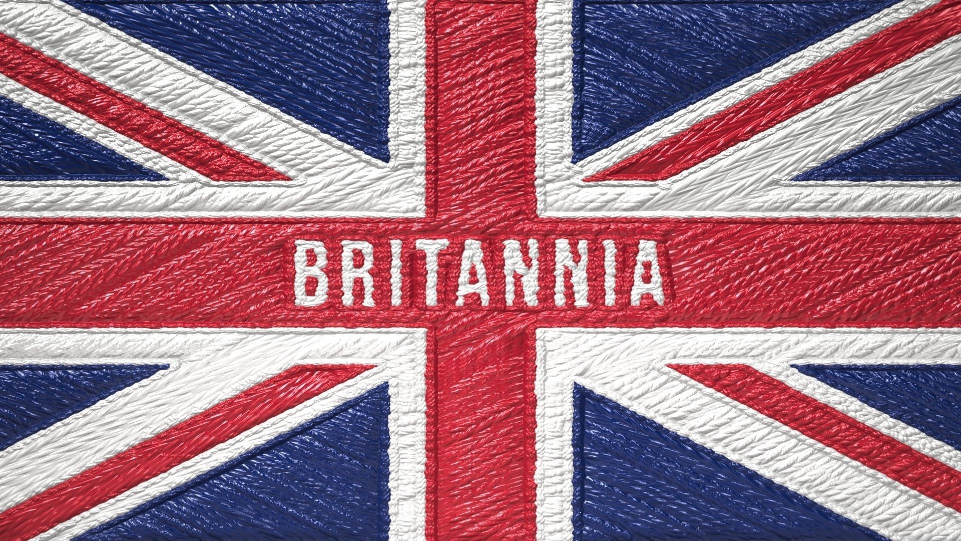 Union Jack Embroidered Flag 6 different versions Low-poly 3D model_4